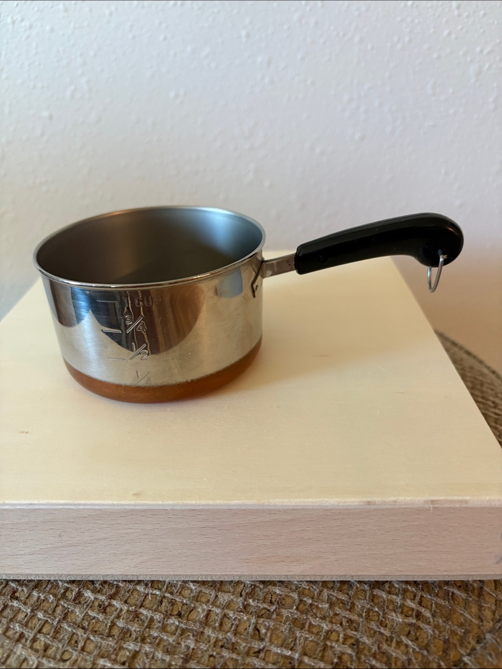 Vintage Revere Ware Stainless Steel copper measuring cup/with Black Handle